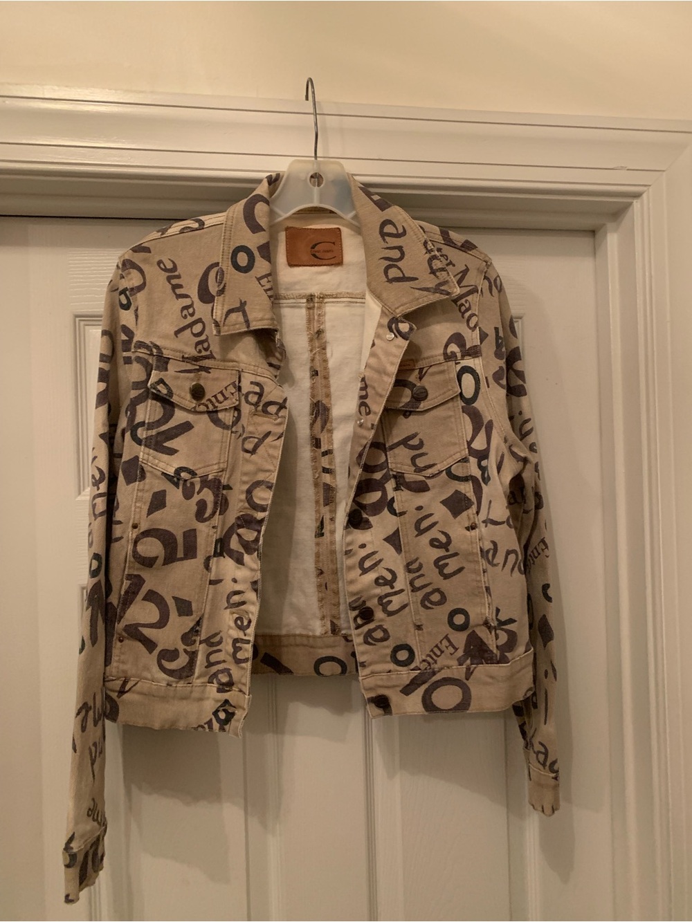 Crest the Collection alphabet tan jean jacket M